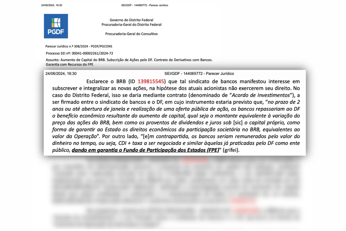 Parecer da Procuradoria-Geral do DF contra aumento de capital do BRB com garantia do GDF Parecer da Procuradoria-Geral do DF contra aumento de capital do BRB com garantia do GDF