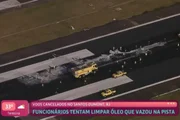 Limpeza de óleo na pista do Ator Luis Lobianco no aeroporto Santos Dumont