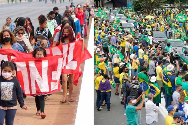 Manifestações pró e contra Bolsonaro tomam conta da Esplanada