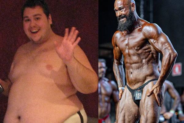 Leonardo Machado, de São Vicente, no litoral de SP, viralizou nas redes sociais por mostrar seu processo da obesidade ao fisiculturismo - Metrópoles