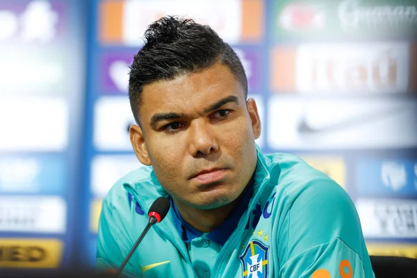 Foto colorida de Casemiro, durante coletiva de imprensa da Seleção - Metrópoles