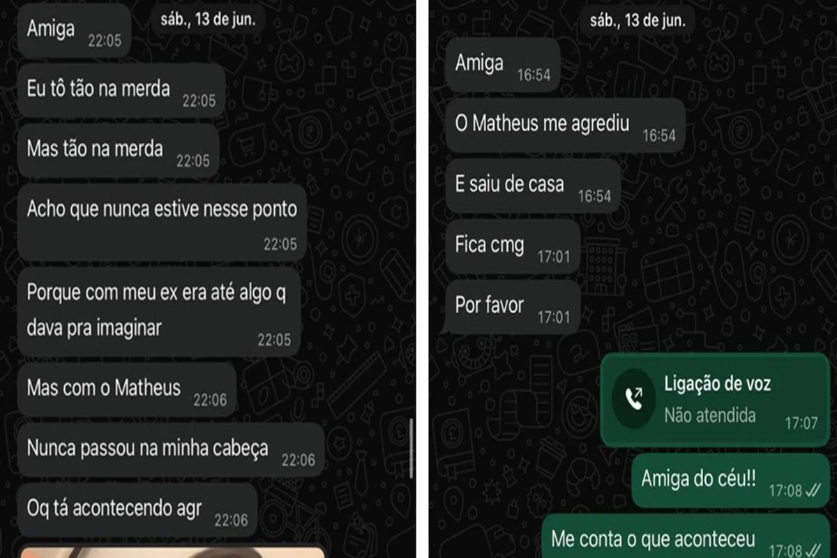 Conversas da vítima com uma amiga Conversas da vítima com uma amiga