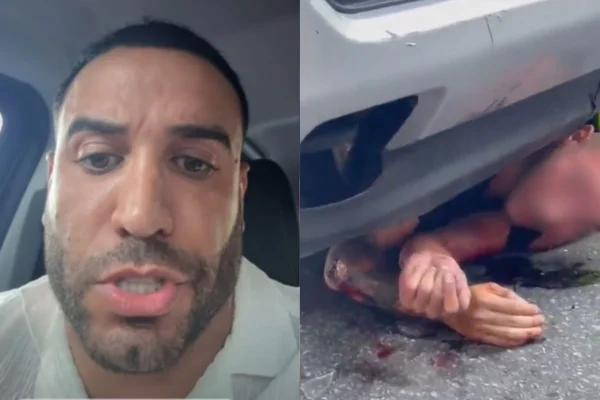 Montagem com fotos colorida do pastor Leonardo Sale e do homem atropelado por ele - Metrópoles