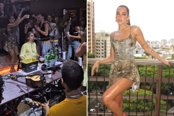 Dua Lipa curte roda de pagode em São Paulo