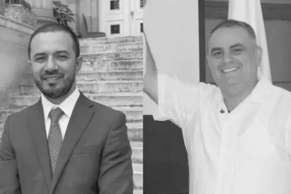 Imagem colorida mostra o deputado Diógenes Quintero e o candidato a deputado Carlos Salcedo - Metrópoles