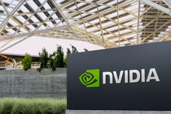 Imagem colorida fachada da empresa Nvidia, fabricantes de chips