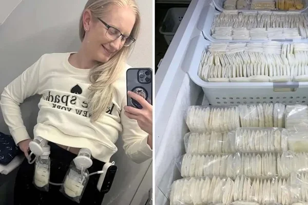Na imagem, a foto de uma mulher tirando leite materno com bomba de leite - Metrópoles