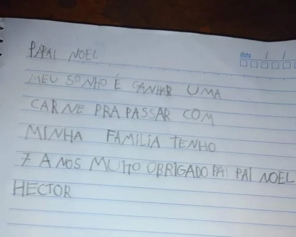 Criança pede carne como presente de Natal