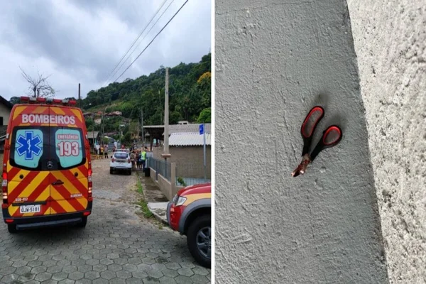 Foto colorida de tesoura utilizada por adolescente para tentar matar garota de programa - Metrópoles