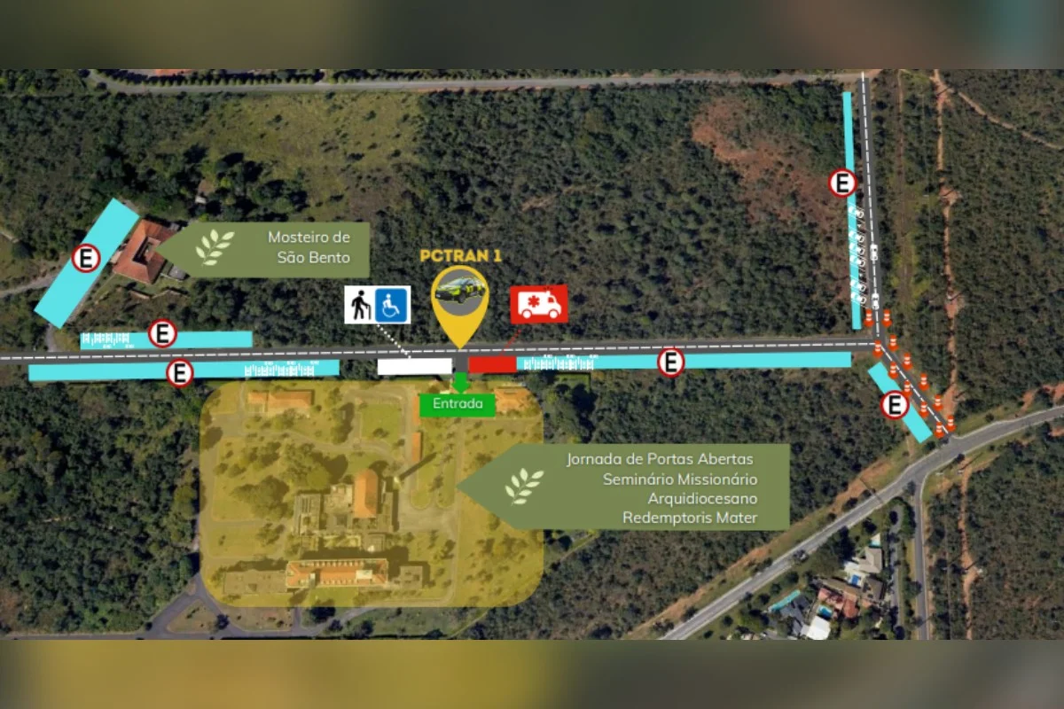 O tráfego será controlado na entrada do seminário na Ermida Dom Bosco, no Lago Sul O tráfego será controlado na entrada do seminário na Ermida Dom Bosco, no Lago Sul