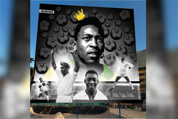 Esboco do projeto do maior mural de grafite do Pele no mundo