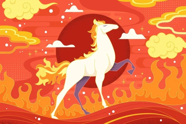 foto colorida cavalo de fogo