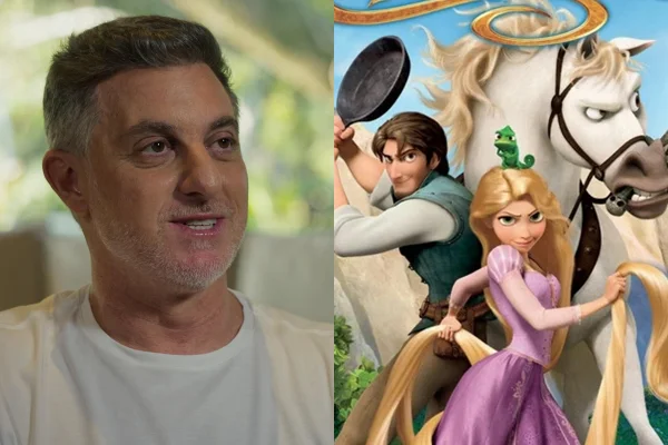 Montagem de imagens mostra Luciano Huck (à esquerda) e o pôster do filme Enrolados (à direita) - Metrópoles