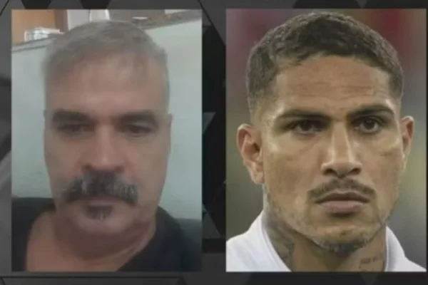 foto colorida de Paolo Guerrero (direita) foi vítima do Golpe do FGTS; conta aberta em seu nome utilizou rosto de Sérgio Rogério Melo da Costa (esquerda) no sistema de reconhecimento facial - Metrópoles