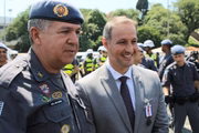 O comandante-geral da PM de SP, Cássio Araújo, e o secretário de Segurança Pública de SP, Guilherme Derrite