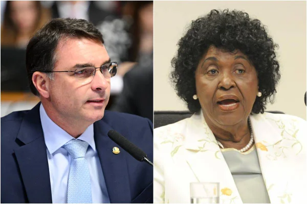 Foto colorida do senador Flávio Bolsonaro (PL-RJ) e da deputada federal Benedita da Silva (PT-RJ) - Metrópoles