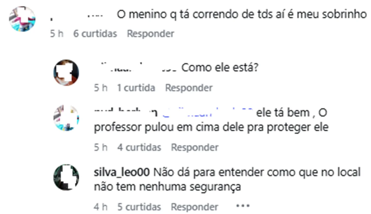 Tia do jovem perseguido disse que ela passa bem Tia do jovem perseguido disse que ela passa bem