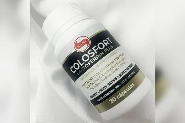 Imagem do suplemento Colosfort Lactoferrin Plus da Vitafor. Anvisa mandou recolher lotes falsos. Metrópoles