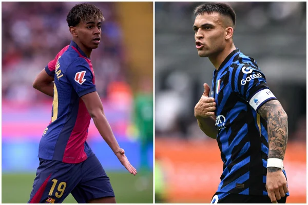 Imagem colorida de Lamine Yamal e Lautaro Martínez - Metrópoles