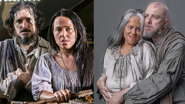 Licurgo (Guilherme Piva) e Germana (Vivianne Pasmanter) em Novo Mundo e Nos Tempos do Imperador