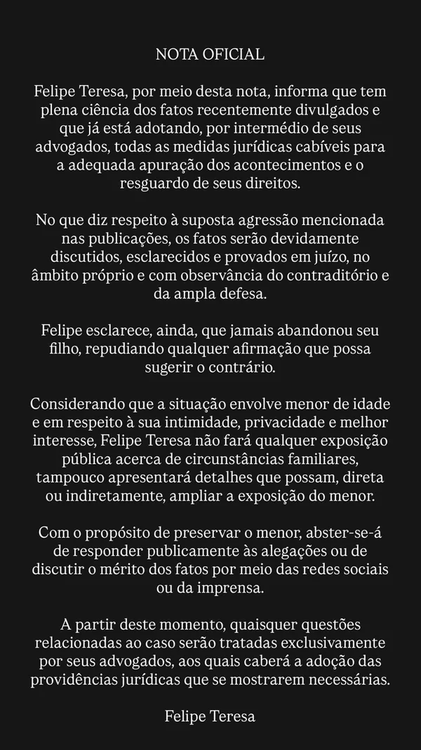 Felipe Teresa, do Palmeiras, reage após ser acusado de agressão contra a ex - destaque galeria Felipe Teresa, do Palmeiras, reage após ser acusado de agressão contra a ex - destaque galeria