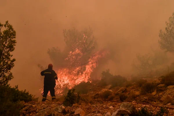 Foto colorida de um incêndio florestal na Grécia - Metrópoles