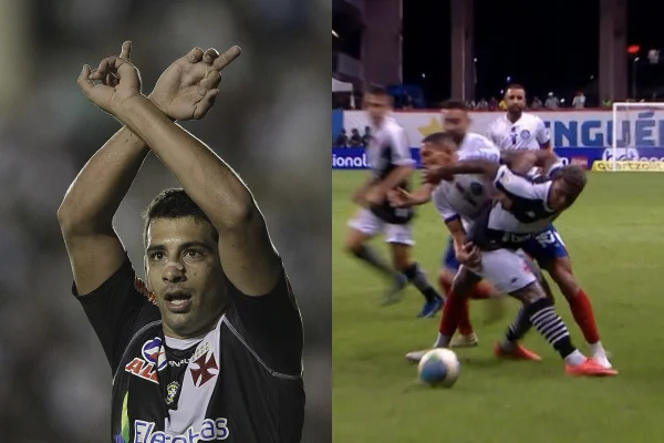 Foto colorida de Diego Souza fazendo símbolo da União Sinistra - Metrópoles