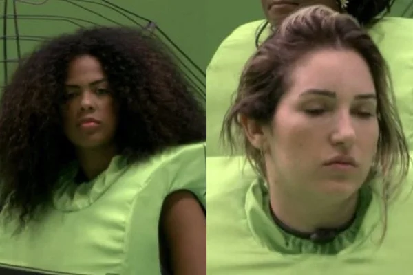 Montagem com fotos coloridas de Amanda e Marvvila no BBB23 - Metrópoles