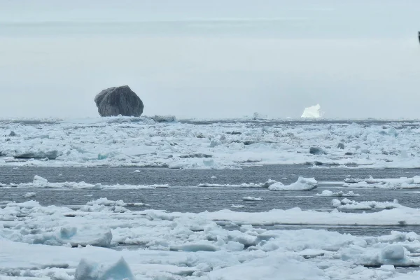 Imagem colorida de iceberg preto no Canadá - Metrópoles