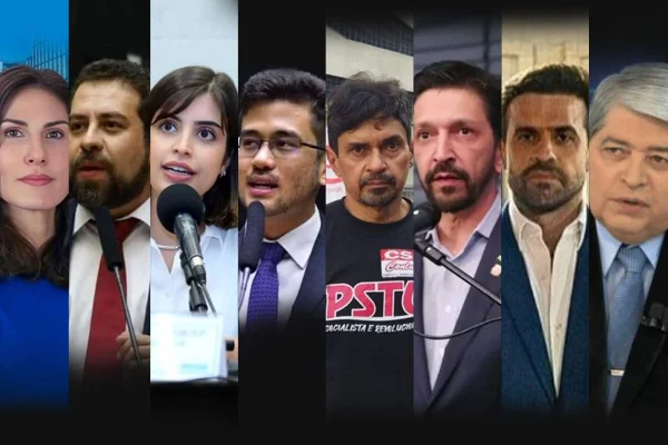 Imagem colorida de montagem com pré-candidatos cotados em pesquisa para Prefeitura de São Paulo. Metrópoles