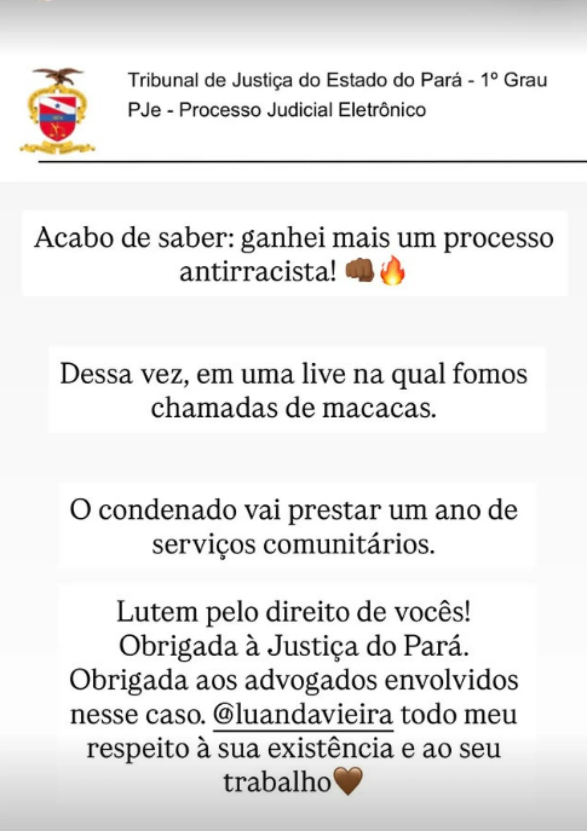 Thelma Assis comemorou após vencer ação na Justiça. Thelma Assis comemorou após vencer ação na Justiça.