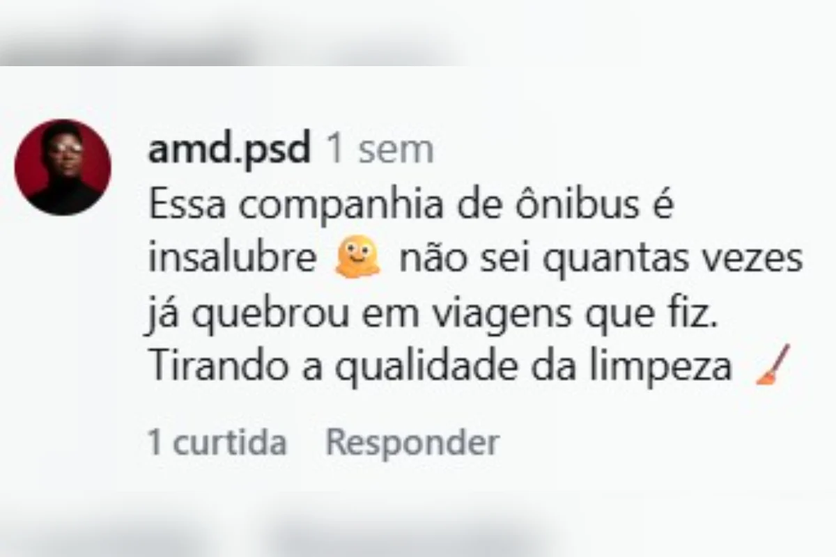 Passageiros compartilharam relatos de problemas em viagens com a empresa nos comentários da publicação de Marina Lisboa Passageiros compartilharam relatos de problemas em viagens com a empresa nos comentários da publicação de Marina Lisboa