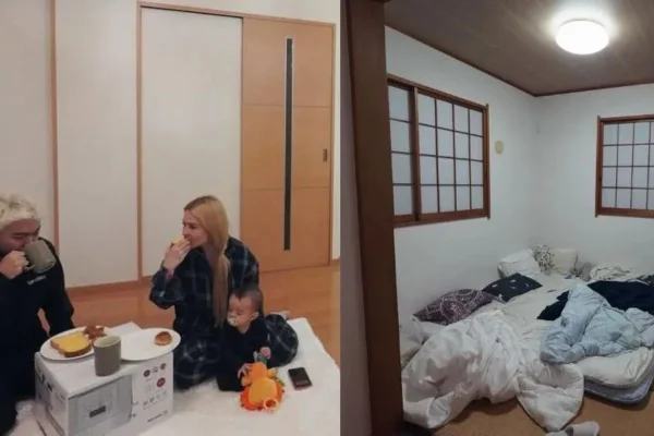 MONTAGEM colorida com fotos de Yudi na nova casa no Japão