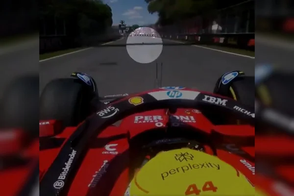 Foto colorida do momento em que Lewis Hamilton atropela marmota no GP do Canadá de F1 - Metrópoles