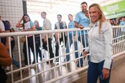 A governadora Celina Leão em agenda na Rodoviária do Gama