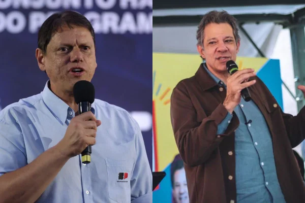 Tarcísio de Freitas (Republicanos) e Fernando Haddad (PT) - Metrópoles