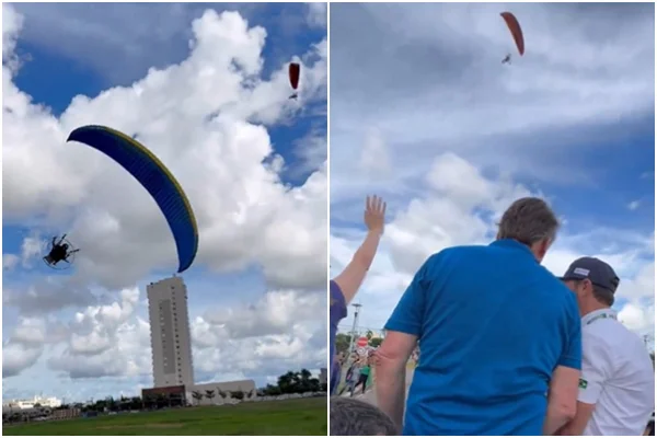 Imagem colorida mostra trechos de vídeo em que bolsonaro é recebido em sinop - Metrópoles