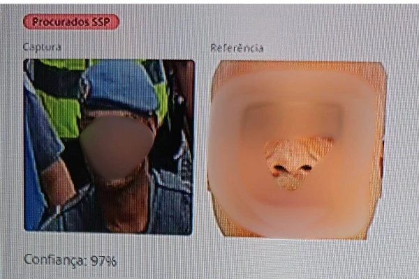 Esquerda, rosto de PM fardado, com boina, embaçado. Direita, rosto de homem pardo embaçado - Metrópoles