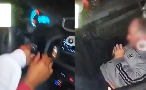 Imagem colorida de bandidos rendendo motorista de app em Curitiba - Metrópoles