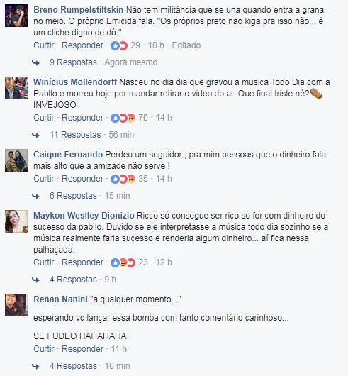 Rico Dalasam sofre ofensas após a música “Todo Dia” ser tirada do ar - imagem 1 Rico Dalasam sofre ofensas após a música “Todo Dia” ser tirada do ar - imagem 1