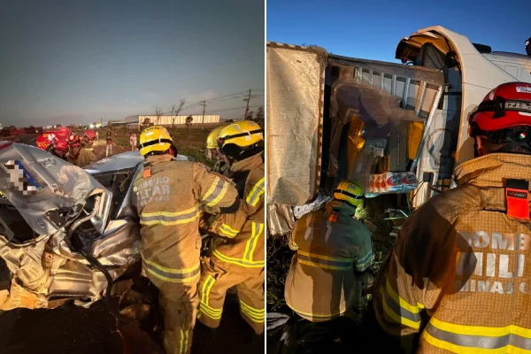Acidente com caminhões, carro e moto deixa três mortos em rodovia de MG
