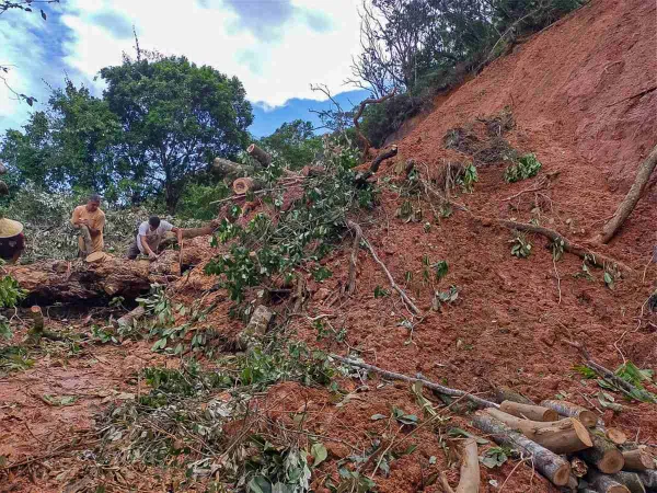 Deslizamento na Praia Vermelha do Sul, em Ubatuba, no litoral norte de São Paulo
