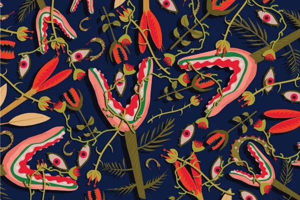 Ilustração colorida de plantas carnívoras - Metrópoles