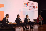 Os jornalistas Breno Pires e Luiz Vassallo sabatinaram o ministro da Previdência Wolney Queiroz (PDT), com mediação de Basília Rodrigues, no 20º Congresso da Abraji.