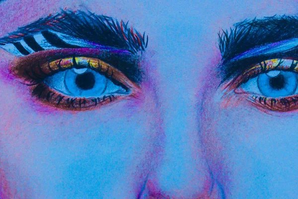 Ilustração de moda com olhos maquiados
