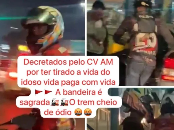Foto colorida de suposta postagem do Comando Vermelho - Metrópoles