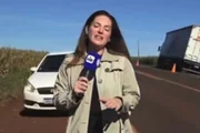 Repórter Carolina Barufatti quase foi atropelada em rodovia.