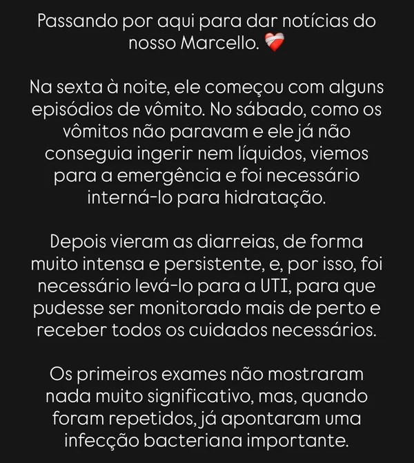 Influenciador Marcello Meninim tem quadro atualizado após infecção - destaque galeria Influenciador Marcello Meninim tem quadro atualizado após infecção - destaque galeria