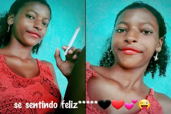 Imagem colorida, uma adolescente fumando cigarro antes de suspeitos a torturarem e assassina-lá - Metrópoles