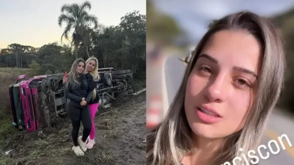 imagem colorida caminhoneira e influencer acidente